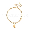304 Stainless Steel Heart Charm Chain Bracelets BJEW-M097-01A-G-4