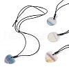 Natural Fluorite Pendant Necklace with Cowhide Leather Cords NJEW-JN04463-1