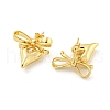 Bowknot & Heart Brass Stud Dangle Earrings for Women EJEW-G387-01G-2