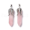 Natural Rose Quartz Big Pointed Pendants G-E059-03AS-08-2