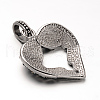Antique Silver Plated 304 Stainless Steel Rhinestone Pendants STAS-M202-12B-3