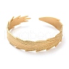 304 Stainless Steel Feather Cuff Bangles BJEW-G694-03G-2