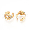Brass Micro Pave Clear Cubic Zirconia Cuff Earrings KK-T074-31G-3
