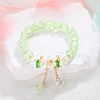 Daisy Crackle Glass Round Beaded Stretch Bracelets FS-WG28140-08-1