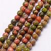 Natural Unakite Bead Strands G-K146-29-3mm-1