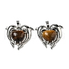 Natural Tiger Eye Heart Pendants G-M434-02P-22-1