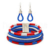 Alloy with Polyester Cord Multilayer Necklaces & Teardrop Dangle Earrings Sets FS-WGF58CA-01-2