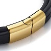 PVD Vacuum Plating Men's Black PU Leather Cord Multi-Strand Bracelets BJEW-K243-40G-3