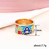 House Pattern Brass Enamel Finger Rings FS-WG03239-04-3