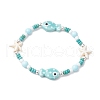 Synthetic Turquoise & Porcelain & Dyed Natural Howlite Beads Stretch Bracelets for Women BJEW-JB11793-02-2