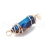3Pcs 3 Styles Electroplated Natural Quartz Crystal Pointed Copper Wire Wrapped Pendants PALLOY-JF03766-03-5