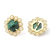 Natural Malachite Hexagon Stud Earrings with Plastic Pearl Beaded EJEW-E287-01G-01-1