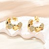 Brass Micro Pave Clear Cubic Zirconia Stud Earrings for Women EJEW-U056-02B-G-2
