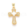 Brass Micro Pave Clear Cubic Zirconia Pendants KK-N268-66G-1