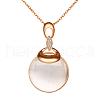 Real Rose Gold Plated Tin Alloy Cat Eye Flat Round Pendant Necklaces NJEW-BB06262-RG-1
