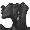 Halloween Theme Spider Web with Spider Handmade Glass Seed Beaded Dangle Earrings EJEW-MZ00481-01-3