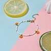 Glass Seed Braided Orange Charms Bracelet for Women BJEW-TA00140-04-2