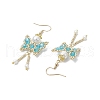 Butterfly Faceted Bicone Glass Beads Snowflake Dangle Earrings EJEW-MZ00429-05-4