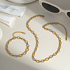 Stainless Steel Oval Link Chain Bracelets & Necklaces Sets for Women QE8040-1-2