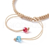 Flower Shape Braided Bead Bracelet BJEW-TA00039-04-5