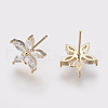 Brass Cubic Zirconia Ear Stud Findings X-KK-S336-29G-2