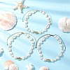 3Pcs 3 Colors Summer Synthetic Turquoise Starfish & Natural Cowrie Shell & White Imitation Pearl Adjustable Beaded Necklaces NJEW-JN05270-1