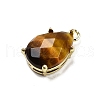 Natural Tiger Eye Faceted Pendants G-M431-16G-08-2