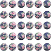 SUNNYCLUE 30pcs Round with Flower Pattern Silicone Focal Beads SIL-SC0002-03D-1