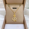 Brass Pave Full Cubic Zirconia Snake Pendant Necklaces NJEW-D309-02G-A-1