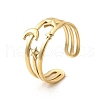 304 Stainless Steel Adjustable Open Cuff Rings for Women RJEW-U062-01C-G-4