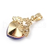 Real 18K Gold Plated Rack Plating Brass Micro Pave Clear Cubic Zirconia Pendants KK-C015-30G-4