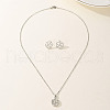 Elegant Vintage Brass Cubic Zirconia Round Stud Earrings & Necklaces Set for Women IF2292-1