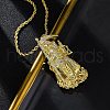 Brass Micro Pave Clear Cubic Zirconia Grim Reaper Pendant Necklaces NJEW-C071-01B-G-3