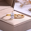 2Pcs 925 Sterling Silver Pave Cubic Zirconia Finger Rings for Couple WQ0643-1-1