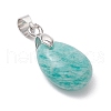 4Pcs 4 Styles Natural Labradorite & Amazonite & Rose Quartz & Amethyst Teardrop Charms PALLOY-JF03589-4