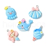 30Pcs 5 Styles Sea Animal Opaque Resin Pendants RESI-CJ0003-62-3