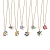 8Pcs 8 Styles Ocean Theme Alloy Enamel Fish Pendant Necklaces NJEW-JN05228-2