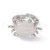 Natural Quartz Crystal Crab Open Cuff Ring RJEW-I090-01P-15-2