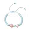 Adjustable Synthetical Turquoise & Porcelain & Natural Howlite Beaded Braided Bead Bracelets for Women BJEW-JB11710-2