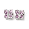 Butterfly Brass Micro Pave Cubic Zirconia European Beads KK-C086-16P-01-1