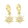 Brass Micro Pave Cubic Zirconia European Dangle Charms KK-D325-13G-1