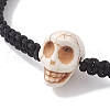 Synthetic Magnesite Skull Braided Bead Bracelets BJEW-JB10522-3