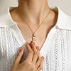 Rectangle Stainless Steel Pave Natural White Shell Initial Pendant Necklaces for Women FS-WGB5EDA-05-2