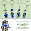 DICOSMETIC 12Pcs Hamsa Hand with Evil Eye Alloy Rhinestones Keychains KEYC-DC0001-25-5