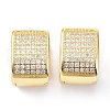 Brass Micro Pave Cubic Zirconia Hoop Earrings ZIRC-P090-04G-2