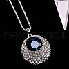 Flat Round Alloy Sapphire Rhinestone Pendant Necklaces for Women FS-WGA9C47-01-4