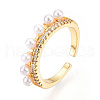 Brass Micro Pave Clear Cubic Zirconia Cuff Rings for Women KK-T074-11G-4