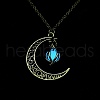 Luminous Alloy Locket Pendant Necklaces NJEW-F284-05B-1