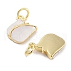 Brass Pave Natural Shell Rose Flower Charms with Jump Rings KK-C051-23G-2