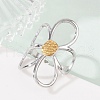 304 Stainless Steel Hollow Flower Open Cuff Rings RJEW-R018-02GP-2